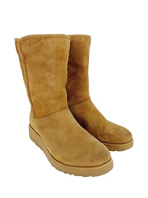 UGG Womens Boots Size 10 Amie Brown Suede Shearling Fur Lined Slim Classic Wedge $64.00