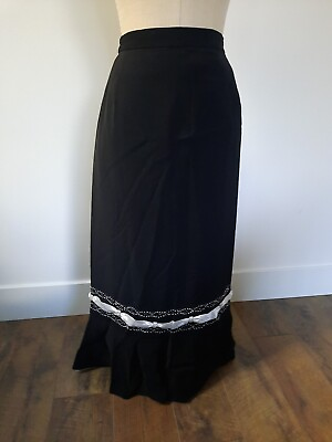 #ad Women#x27;s Size 24 Dressy Skirt Midi Long Black White Beaded Ruffle Dressy $15.00