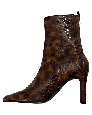 #ad STEFANI Womens Boots Size 10 VINTAGE RARE Heeled Bronze Crocodile MORE $73.86