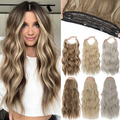 #ad 100% Real Natural as Human Wire Clip in Hair Extensions Invisible One Piece Wavy $15.90
