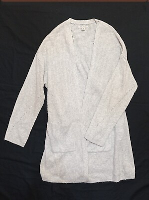 #ad American Eagle Cardigan Womens Size XS Size S Open Front Long White Pockets $12.99
