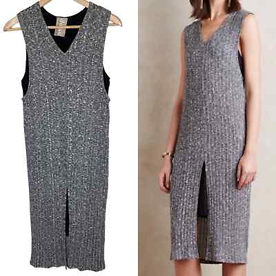 #ad Anthropologie Dolan Layered Luna Dress Grey Knit Sleeveless Overlay size Medium $28.00