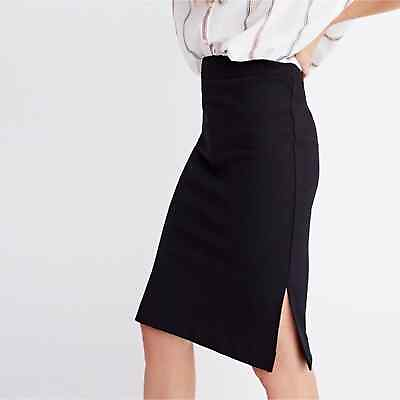 #ad Madewell Women#x27;s Pull On Column Side Slit Pencil Skirt Black Size XS $25.60