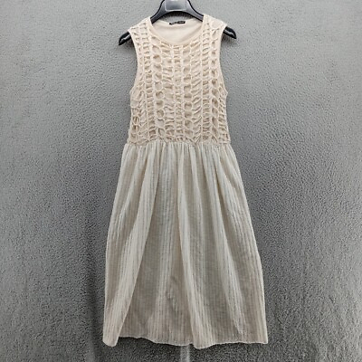 #ad Zara Dress Womens Medium Ivory Cream Sleeveless Maxi 43quot; Long Boho $29.99