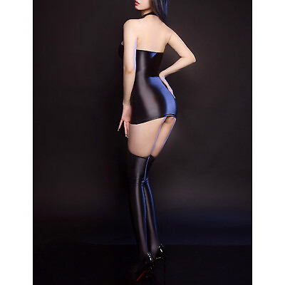 Womens Dress Party Dresses Bodycon Clubwear Shiny Lingerie Set Patent Leather $6.43