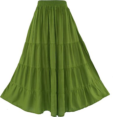 #ad Beautybatik Women Boho Gypsy Long Maxi Tiered Peasant Skirt Plus Size $84.90
