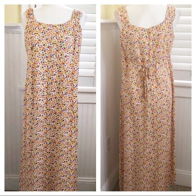 #ad Motherhood Maternity Yellow Floral Sleeveless Maxi Dress Size Medium $25.00