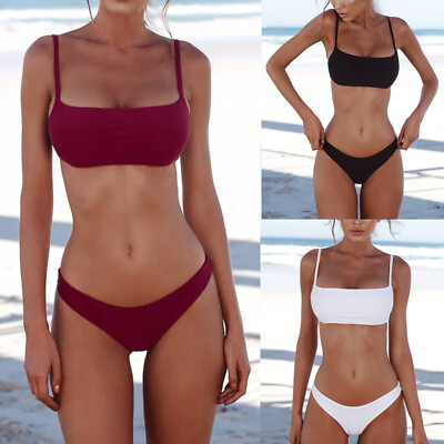 #ad Women Bandeau Bandage Bikini Set Push Up Brazilian Swimwear Beachwear Swimsuit $11.87