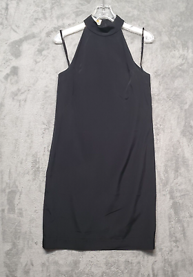 VINTAGE Liz Claiborne Sleeveless High Neck Halter Midi Black Dress Small 4 6? $26.95