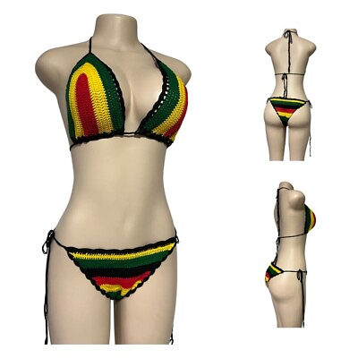 #ad Top Quality Handmade Bikini Swimsuit Sun Bikini Boho Hippies Summer Beach Afro. $39.99