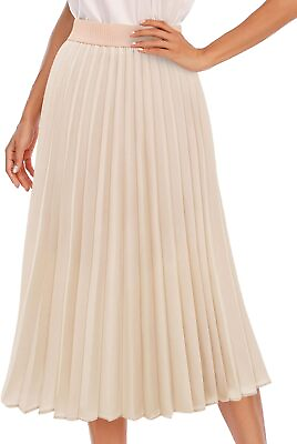#ad DRESSTELLS Pleated Midi Skirts for Women Long High Waisted Chiffon Flare Casual $68.84