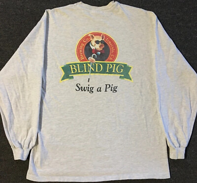 Vtg 90s Blind Pig Brewing Faded Shirt M Temecula Beer Bar Animal Grunge Funny $59.95