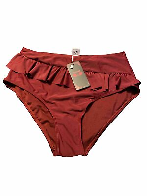 #ad Shekini Ruffle Burgundy Bikini Style Bottom Size Large Beach Swimwear New $12.87