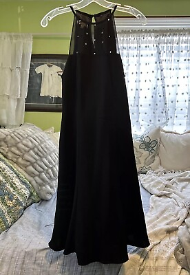 #ad vtg EVAN PICONE 10 Gorgeous Cocktail Dress Black Rhinestone Sheer Decollatage $29.00