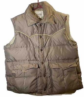 #ad #ad Vintage Sears Western Wear Mens Sz XL Puffer Vest Down Filled Light Brown $29.99