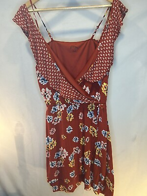 #ad Art Class Girls Red Floral Sun Dress 14 16 XL Spaghetti Straps Shoulder Hang $12.53