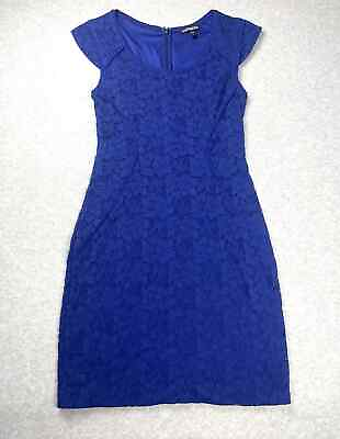 #ad Express Dress Womens 4 Blue Cap Sleeve Bodycon Lace Elegant Twee Feminine Prom $14.98