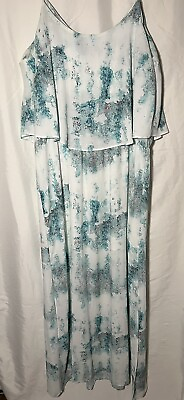 #ad White and Blue Floral Women’s Summer Maxi Dress Size Large $12.99