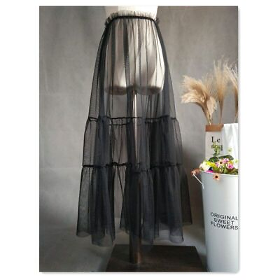#ad Skirts Summer New Design Patchwork See Through Pleated Knee Length Elegant $39.65