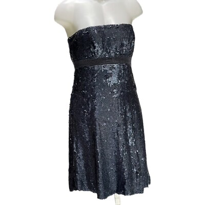 BADGLEY MISCHKA Dress Gray Sequin Strapless Corset Cocktail Women#x27;s Size 8 NEW $89.99