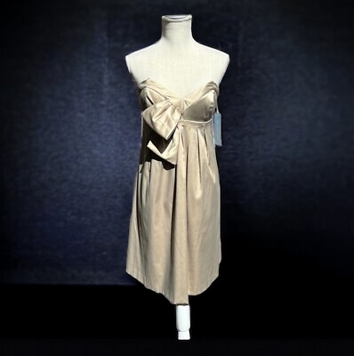 #ad 🌻NEW London Times Formal Strapless Khaki Satin Evening Dress Size 10. $23.00