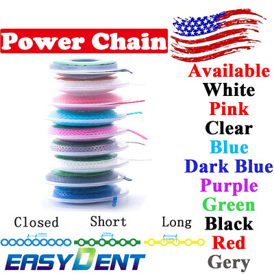 Dental Power Chains Ortho Elastic Ultra Spool Closed Short Long For Wire Braces $5.56