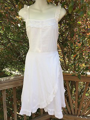 #ad Boho Peasant Ruffle Lace Trim Cotton Dress Junior Sizes S M L New Beautiful $14.95