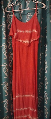 #ad #ad MUDD Maxi Dress Coral Beach Dress Size Large Juniors $12.99