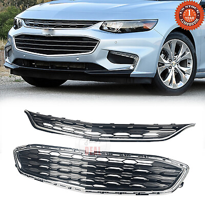 #ad #ad For Chevrolet Malibu 2016 2018 Front Bumper Upper amp; Lower Honeycomb Mesh Grille $50.99