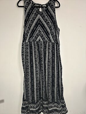 #ad #ad True Craft Maxi Dress Plus Size 3X Black Gray Boho Sleeveless Ruffle Tiered $14.40