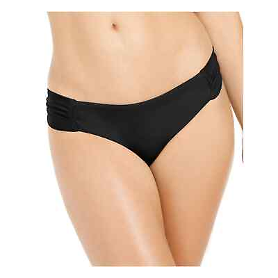 #ad BAR III Women#x27;s Black Sunset Solids Hipster Bikini Bottoms Size L Side Tab New $19.95