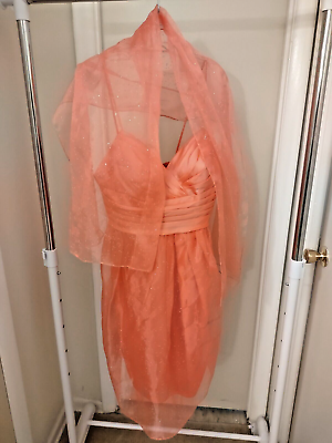 #ad #ad Womens Sleeveless Cocktail Dress Color Papaya Size 16 $25.00