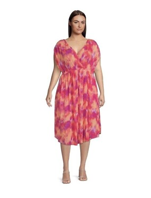 #ad Women#x27;s TERRA amp; SKY Abstract Orchid Surplus Dress Plus Size: 2X 20W 22W New $20.00