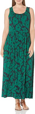 #ad Amazon Essentials Women Sleeveless Tank Waisted Maxi Dress 3X blue green floral $12.99