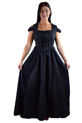 #ad Gothic Victorian Dark Side Raven Witch Black Long Corset Lace up Party Dress $59.95