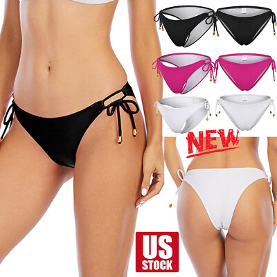 #ad Women Side Tie Bikini Bottom Scrunch Butt Cheeky Briefs Sexy G string Swimwear $6.99