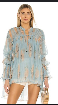 #ad Free People Dahlia Boho Flowy Floral Tunic in Blue Women#x27;s Size Small $28.99
