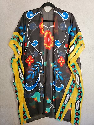 #ad Sheer Floral Kimono Wrap One Size Fits All Or Swim Cover Up Chiffon Relaxed Fit $12.99