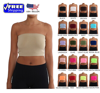 Seamless Tube Top Layering Bandeau Stretchable Spandex Bra REG and PLUS sizes $7.95