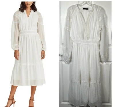Lauren by Ralph Lauren Long White Maxi Dress Long Sleeve 2 Eyelet Romantic $59.96