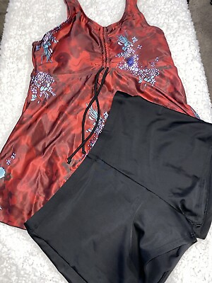 #ad Women Swimming Suits Two Piece Tankini Set Size Medium $8.00