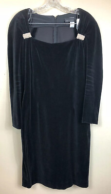 BB Collections Black Cocktail Dress 12 Velveteen Shoulder Detail Retro 1990’s $20.50