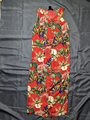 #ad Carole Little Dress Women#x27;s Large Red Hawaiian Full Length Sleeveless Floral $34.40