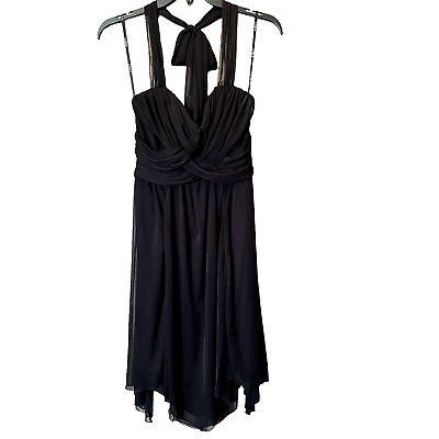 #ad B Darlin Chiffon Cocktail Dress Black Halter Womens 7 8 Empire Waist $14.99