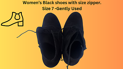 #ad Women#x27;s Black Boots with side zipper. Size 7. Gently Used. See Pictures $28.00