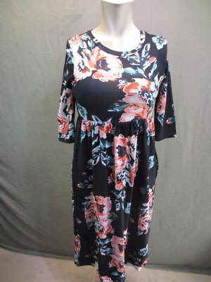 #ad 21Kids Size M 10 12 Girls Black Floral Long Sleeve Casual Maxi Dress 1GR342 $9.00