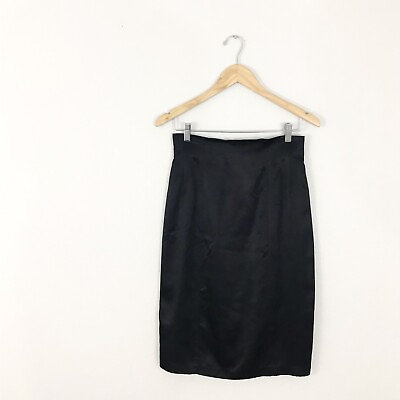 Bloomingdales Black 100% Silk Satin Skirt Pencil Straight size 10 $32.00