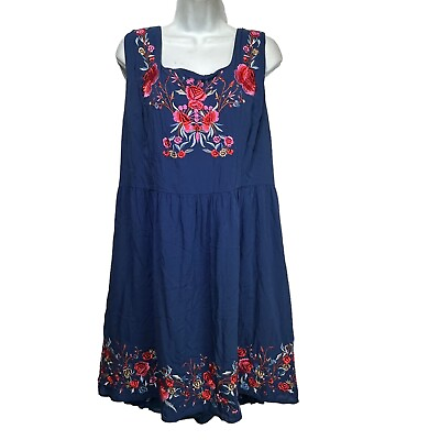 sunny girl floral embroidered boho dress plus size 3X $28.99