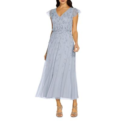 Adrianna Papell Womens Mesh Embellished Cocktail Evening Dress Gown BHFO 1982 $67.99