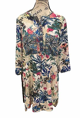 #ad Fig amp; Flower Women’s Summer Tunic Blouse Pockets Anthropologie Small Floral Boho $32.00